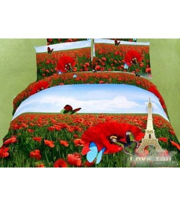 Love You sateen "Poppies" bedding set