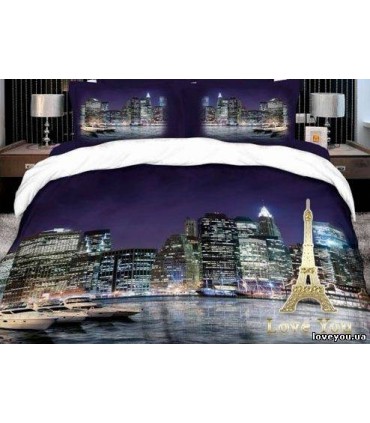 Love You sateen Night City bedding set