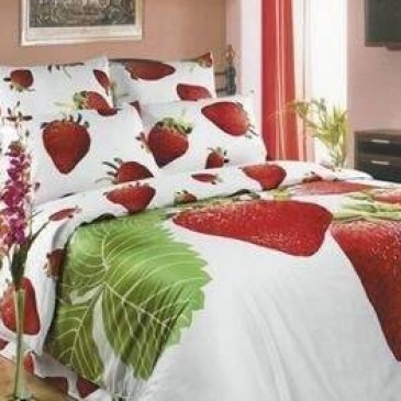 Love You sateen strawberry bedding set