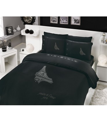 Комплект постільної білизни HOBBY BAMBOO Crystal Paris чорний 200 * 220/4 * 50 * 70 37302