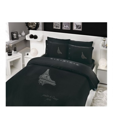 Комплект постільної білизни HOBBY BAMBOO Crystal Paris чорний 200 * 220/4 * 50 * 70 37302