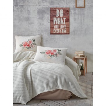 Cotton Box Bond Pike ROSANNA KREM Bedding Set With Summer Bedspread