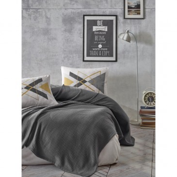 Cotton Box Bond TRIGON ANTRASIT Bedding Set With Summer Bedspread