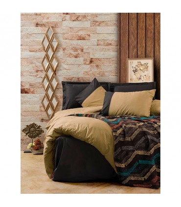 Cotton Box TIDY BATTANIYELİ yesil&siyah bedding set with a blanket