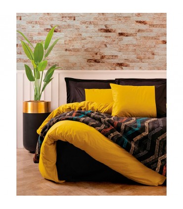 Cotton Box TIDY BATTANIYELİ hardal&siyah bedding set with a blanket