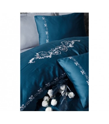 Cotton Box BRODE SATEN GLORIA mavi bedding set