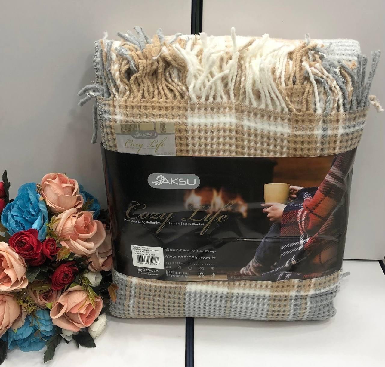 Хлопковый плед Aksu Cozy Life Botanye 180*220