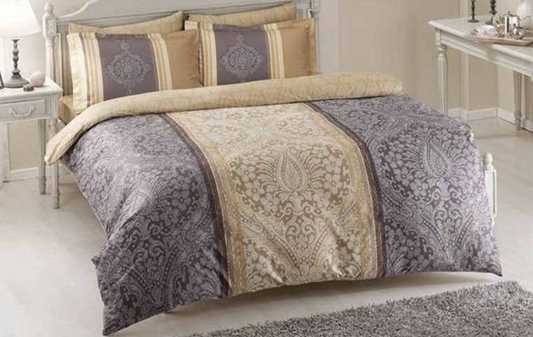 комплект постільной білизни TAC DELUX SATEN Damas gri