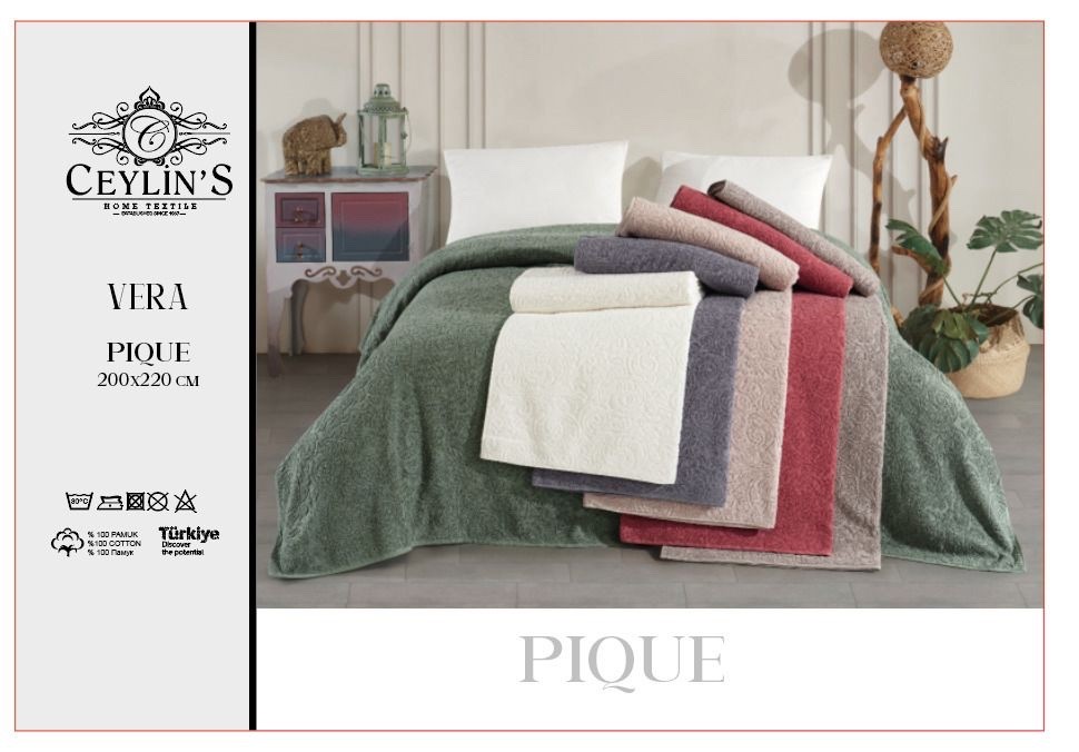 Махровая простынь Ceylin jakarli pike 200x220