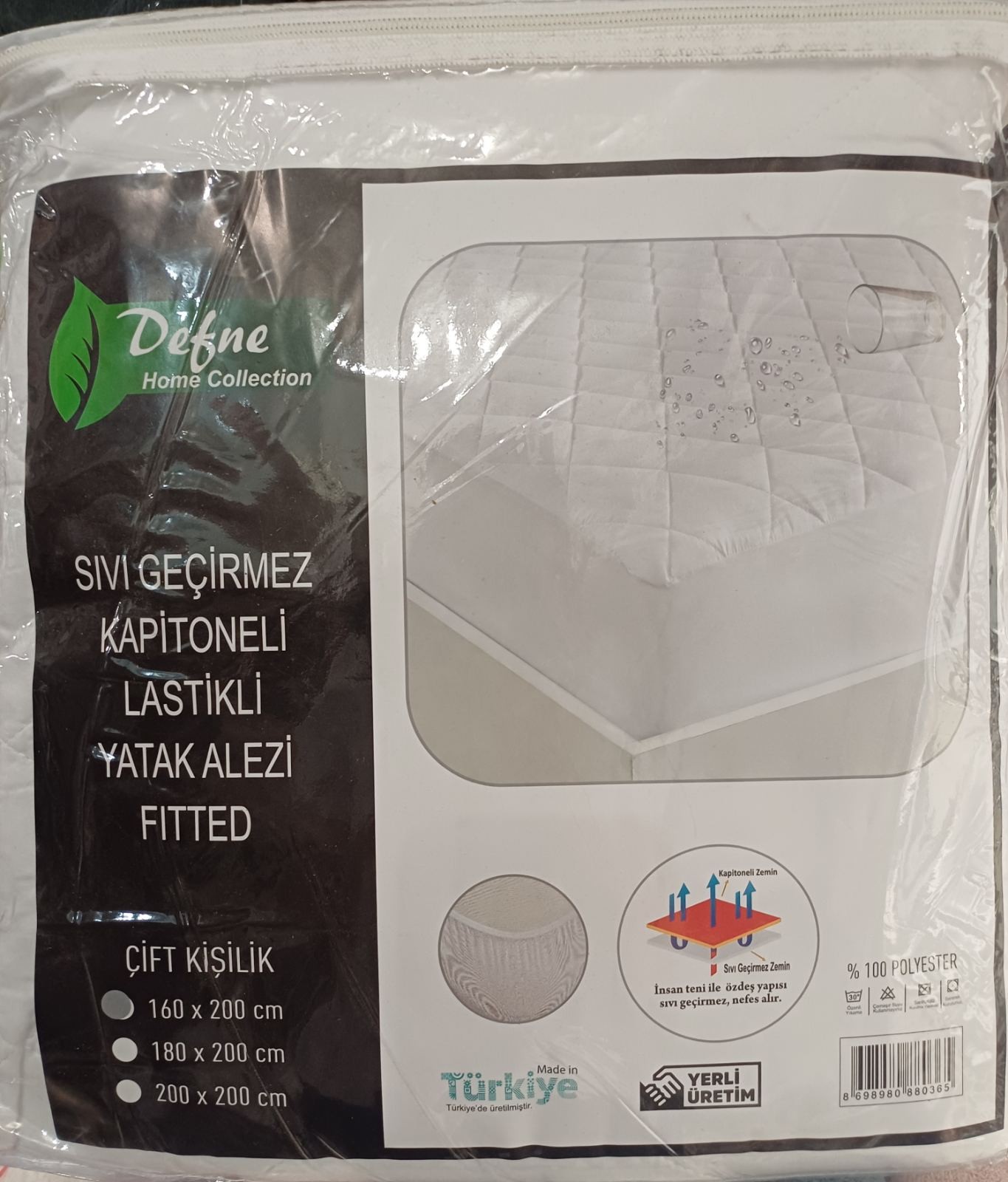 Наматрасник Defne Alez с бортами стеганый водонепроницаемый