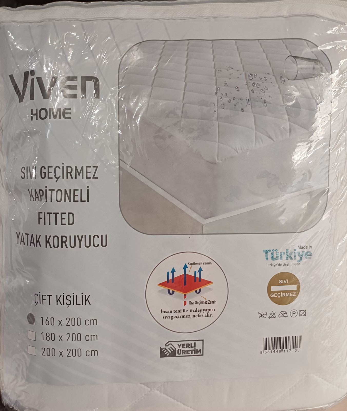 Наматрасник Defne Alez с бортами стеганый водонепроницаемый