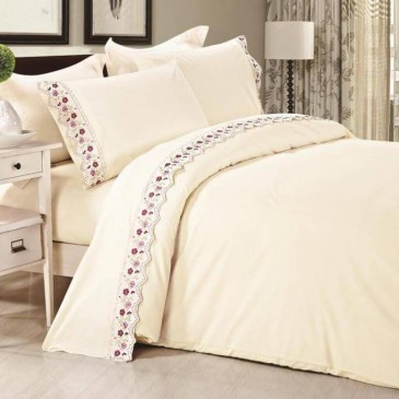 Sateen bedding set with lace, TF B 0010 N