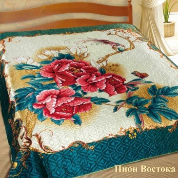 Satin bedspread Peony of the east