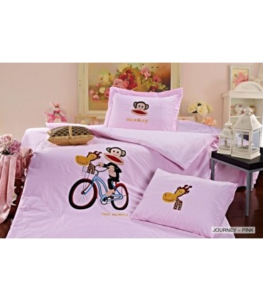 Комплект постельного белья ARYA детский сатин с вышивкой Journey Pink - розовый