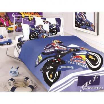 ARYA Printed Kids Motor Bike Blue Bedding Set - Blue