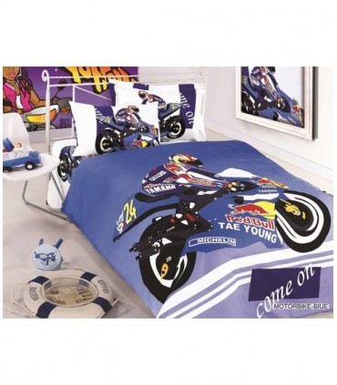 ARYA Printed Kids Motor Bike Blue Bedding Set - Blue