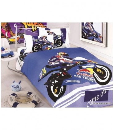 Комплект постельного белья ARYA печатный детский Motor Bike Blue - голубой