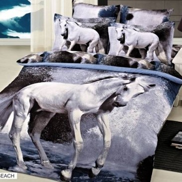 Комплект постельного белья Arya печатный Сатин 3D Exclusive Horse Beach