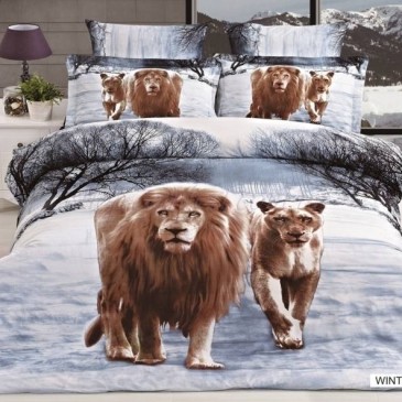 ARYA bedding set printed Satin 3D Exclusive 200 * 220 - 70 * 70 Winter Lions