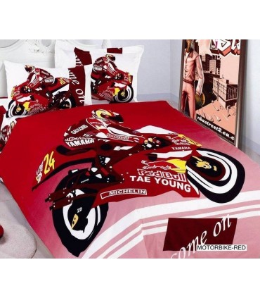 ARYA Printed Kids Motorcycle Bike Red Bedding Set - Red