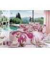 ARYA bedding set printed Satin Pink Flowers