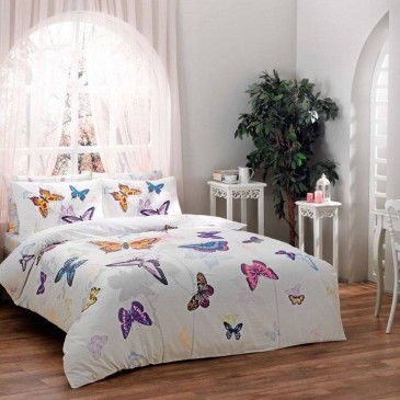 Bed sheets Tac Mako Saten Butterfly Mavi