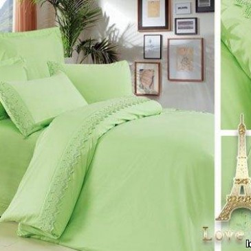 Комплект постельного белья Love You сатин кружево зеленый