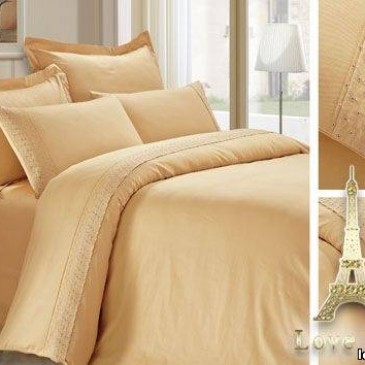 Love You satin lace bedding set gold gold