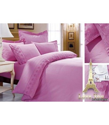 Love You sateen lace bedding set purple