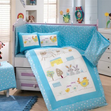 HOBBY Ranfors "Little Animals" bedding set + blanket + side