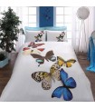 Bed linen TAC 3D saten Butterflies mavi