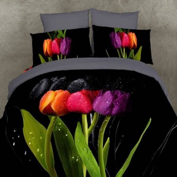 Love You sateen Tulips bedding set