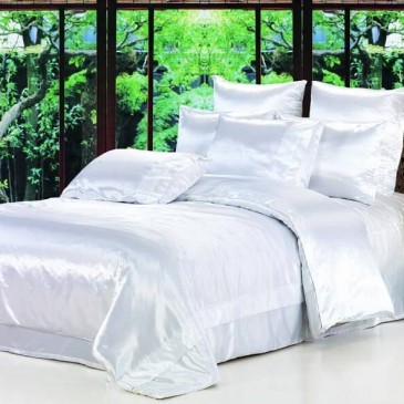 ARYA Silk Solid White Bedding Set - White